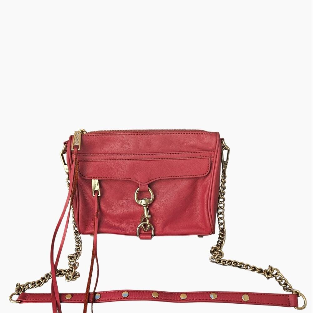 Rebecca Minkoff 3-1 Mini Mac Convertible Zest Pink Leather Crossbody Purse
